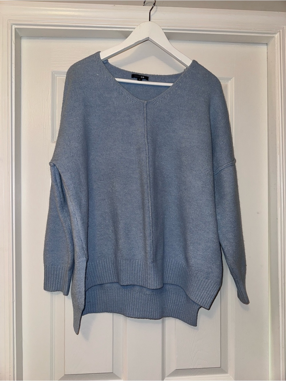 Papermoon Dusty Blue V-Neck Slouchy Sweater